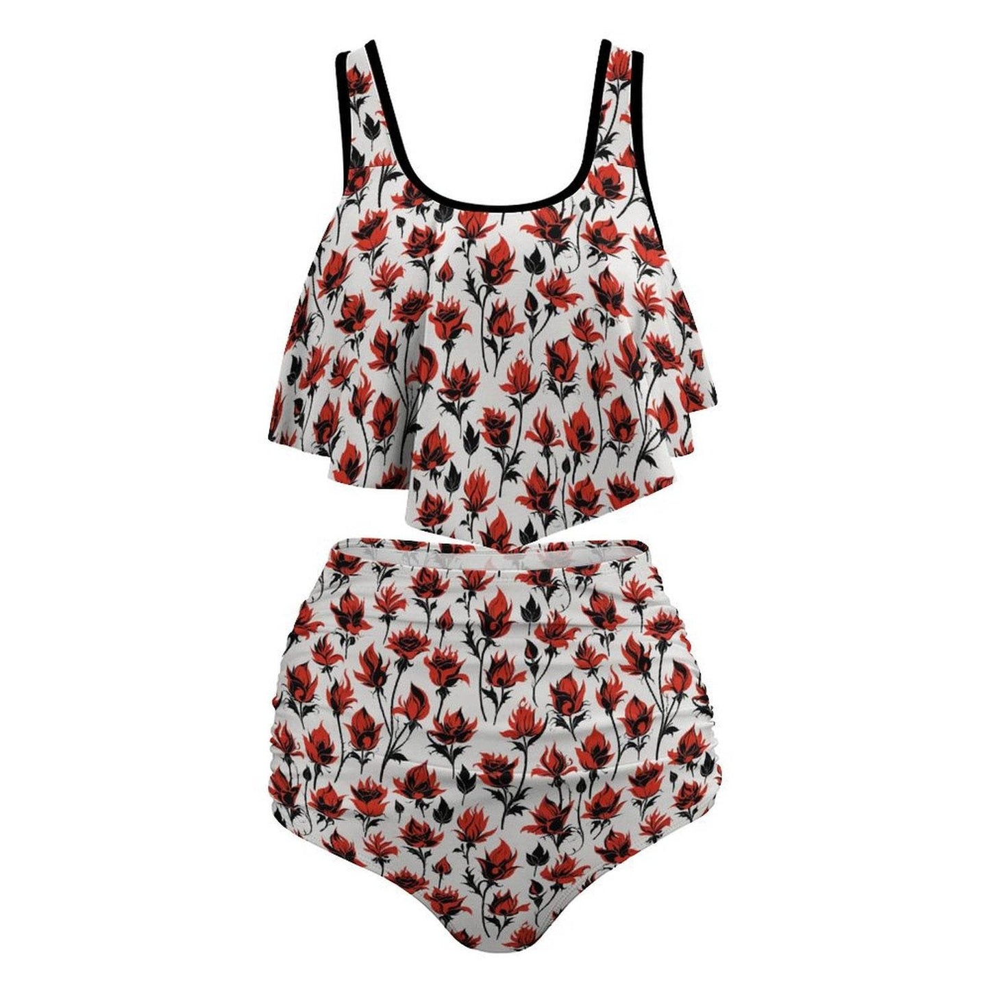 Plus Size Floral Fire Two-piece Swimsuit - DeRose Seasonal