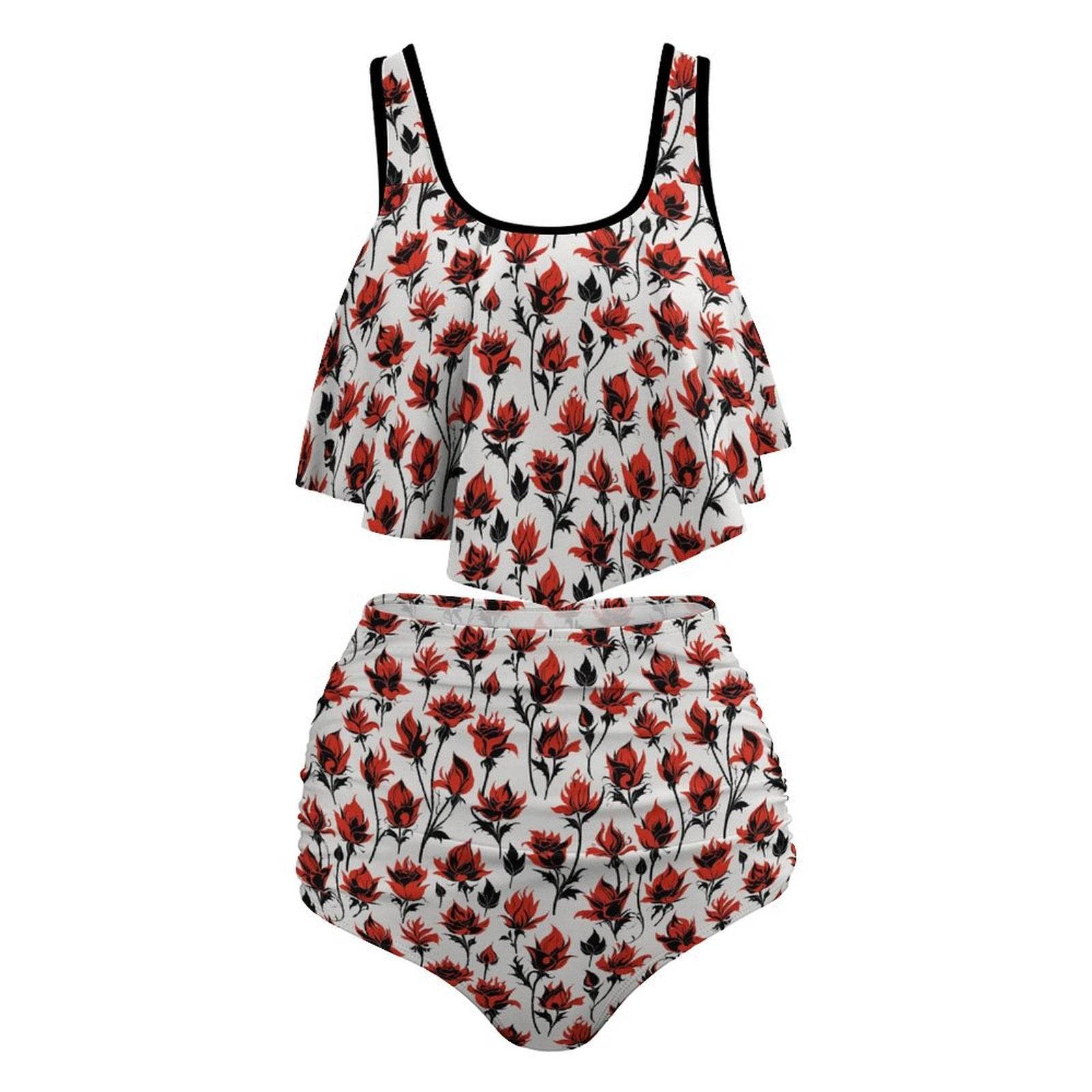 Plus Size Floral Fire Two-piece Swimsuit - DeRose Seasonal