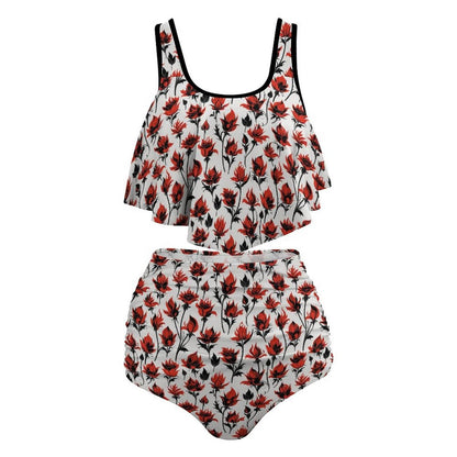 Plus Size Floral Fire Two-piece Swimsuit - DeRose Seasonal