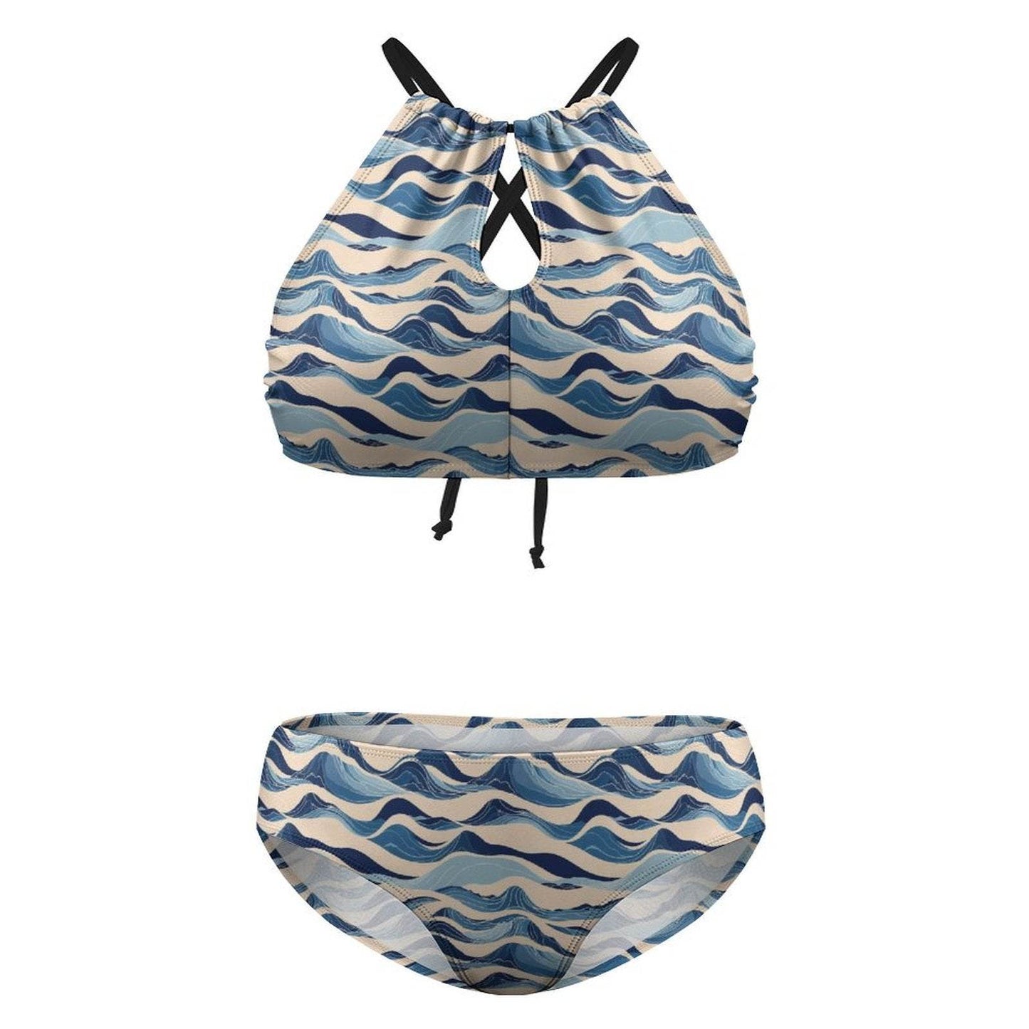 Plus Size Blue Waves Two-piece Swimsuit - DeRose Seasonal