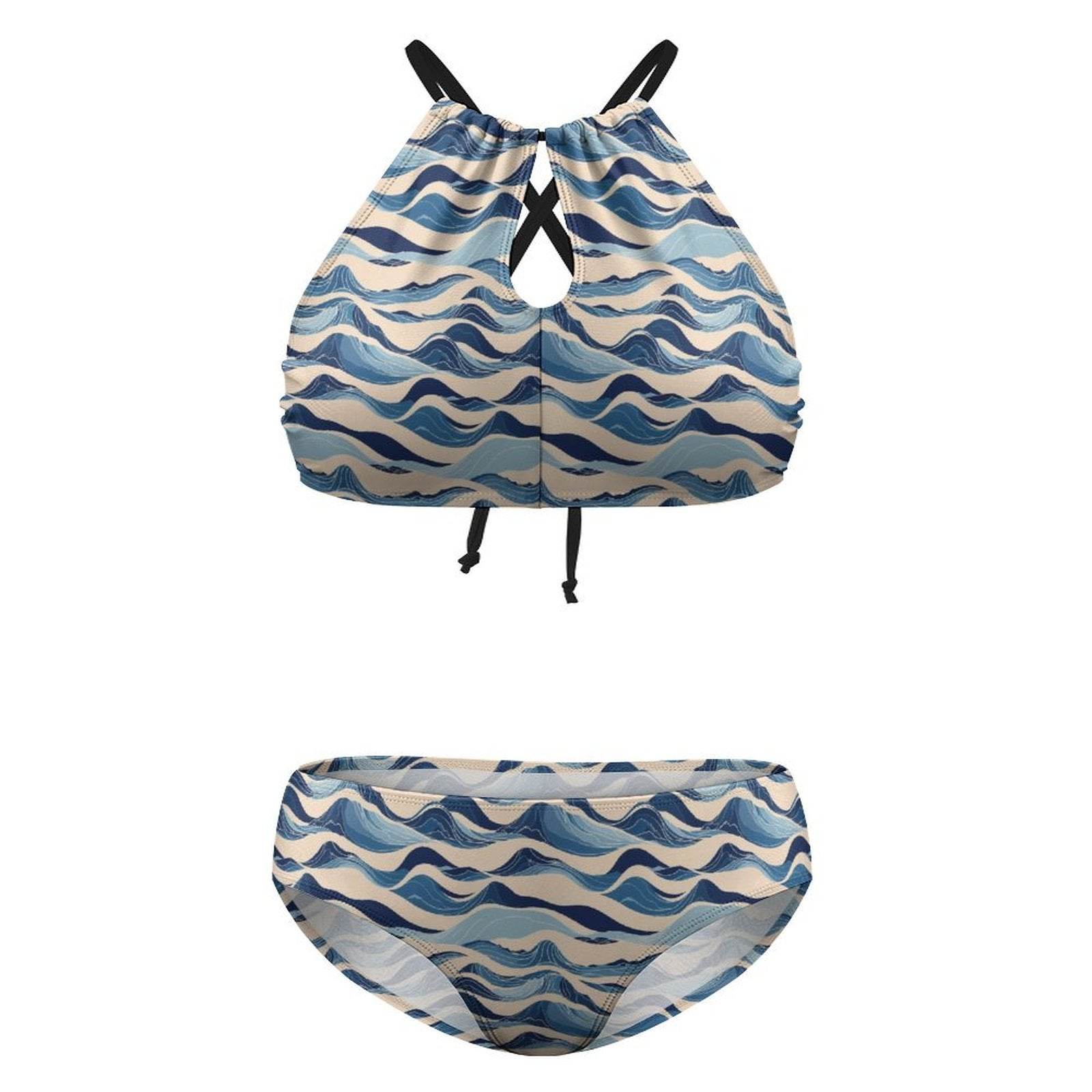Plus Size Blue Waves Two-piece Swimsuit - DeRose Seasonal