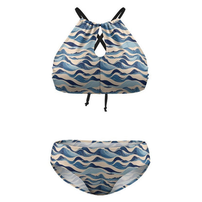 Plus Size Blue Waves Two-piece Swimsuit - DeRose Seasonal
