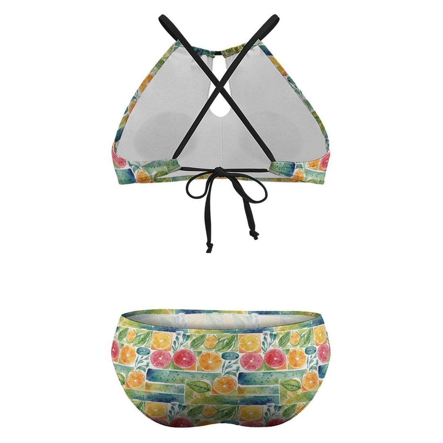 Plus Size Watercolor Fruit Two-piece Swimsuit - DeRose Seasonal