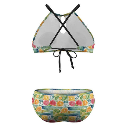 Plus Size Watercolor Fruit Two-piece Swimsuit - DeRose Seasonal