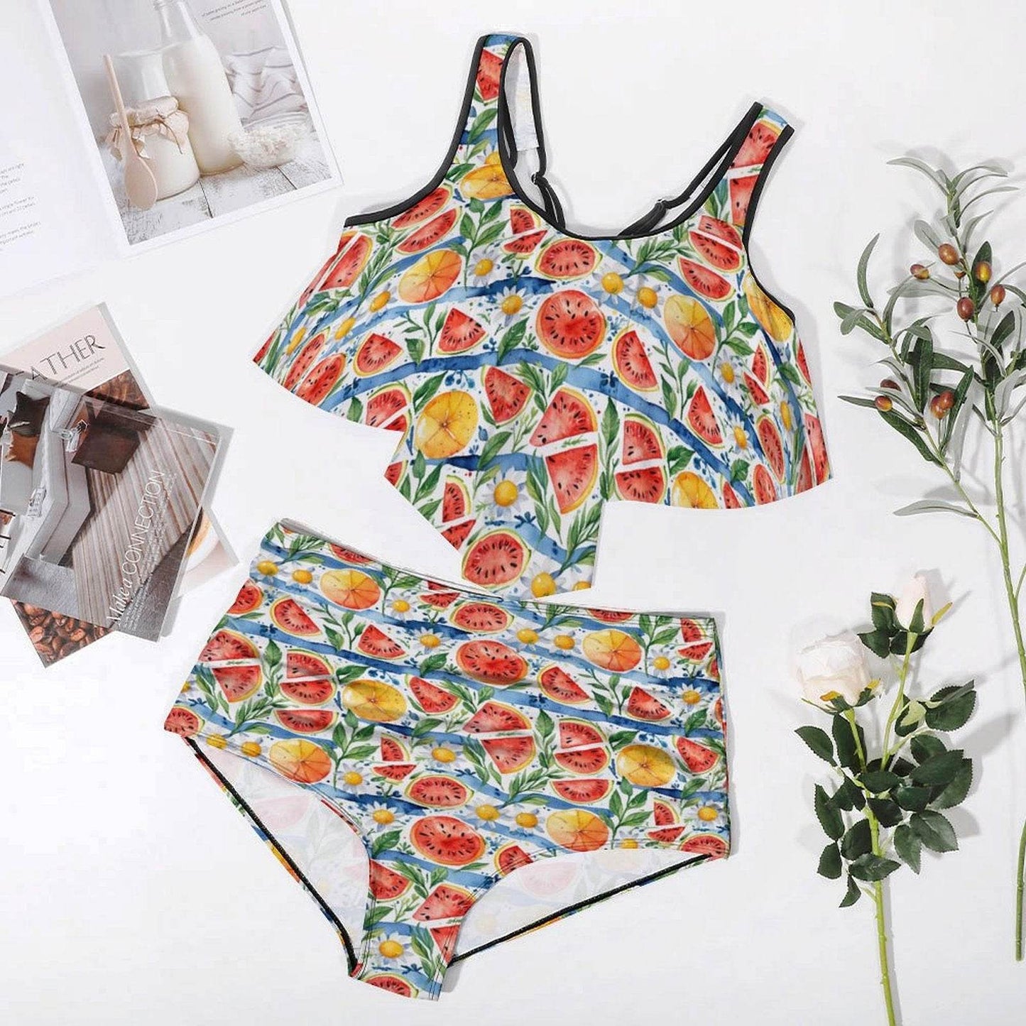 Plus Size Watermelon Two-piece Swimsuit - DeRose Seasonal
