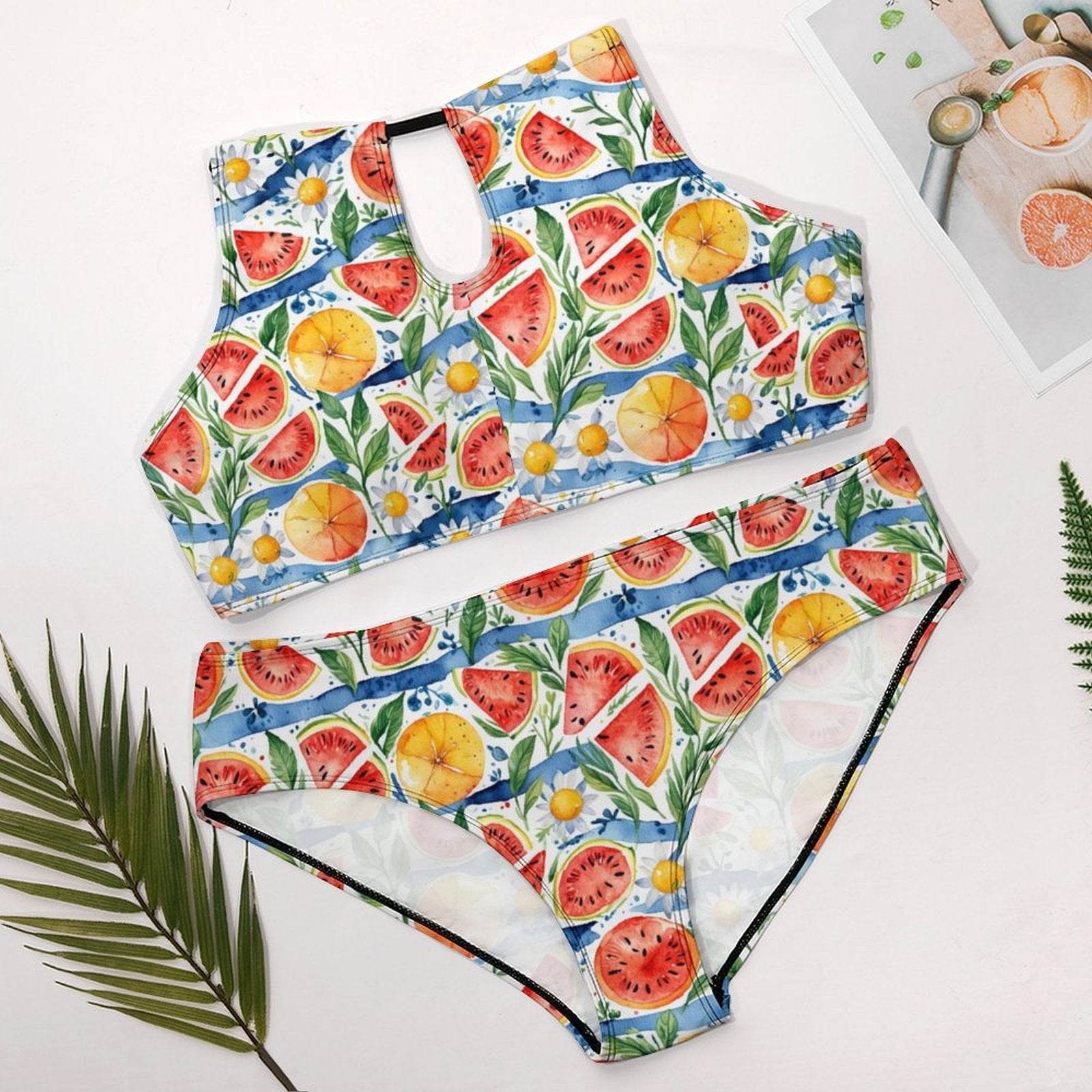 Plus Size Watermelon Two-piece Swimsuit - DeRose Seasonal