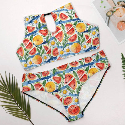 Plus Size Watermelon Two-piece Swimsuit - DeRose Seasonal