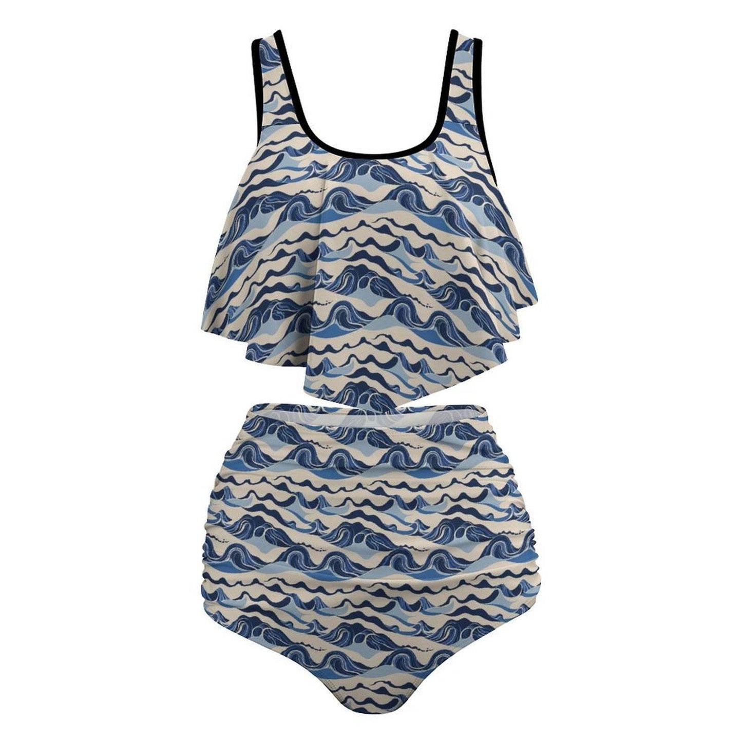 Plus Size Women's Abstract Wave Two-piece Swimsuit - DeRose Seasonal