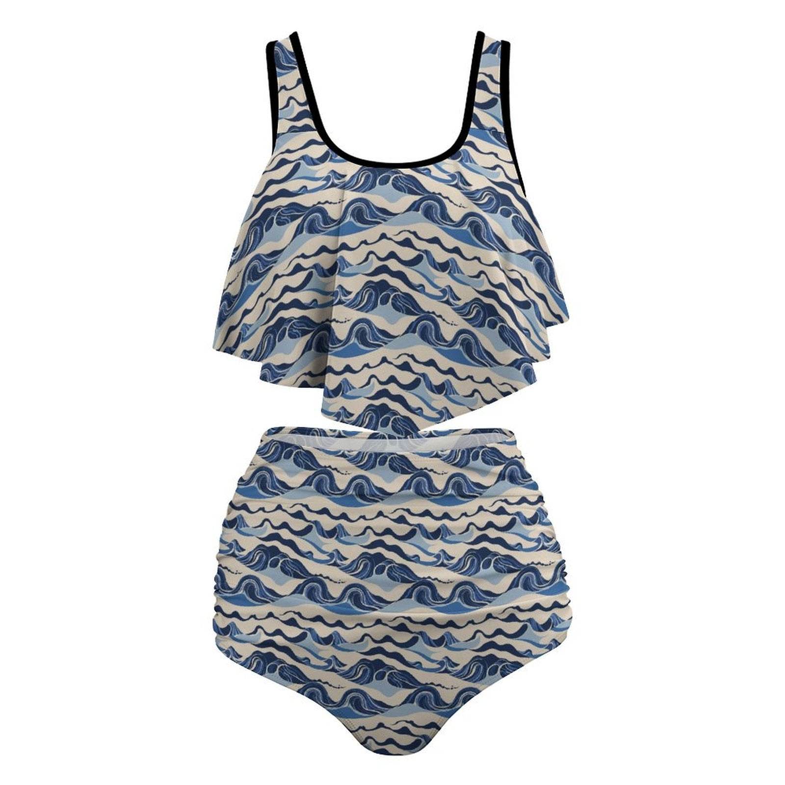 Plus Size Women's Abstract Wave Two-piece Swimsuit - DeRose Seasonal