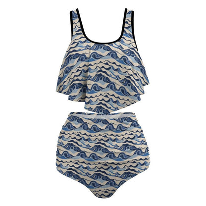 Plus Size Women's Abstract Wave Two-piece Swimsuit - DeRose Seasonal