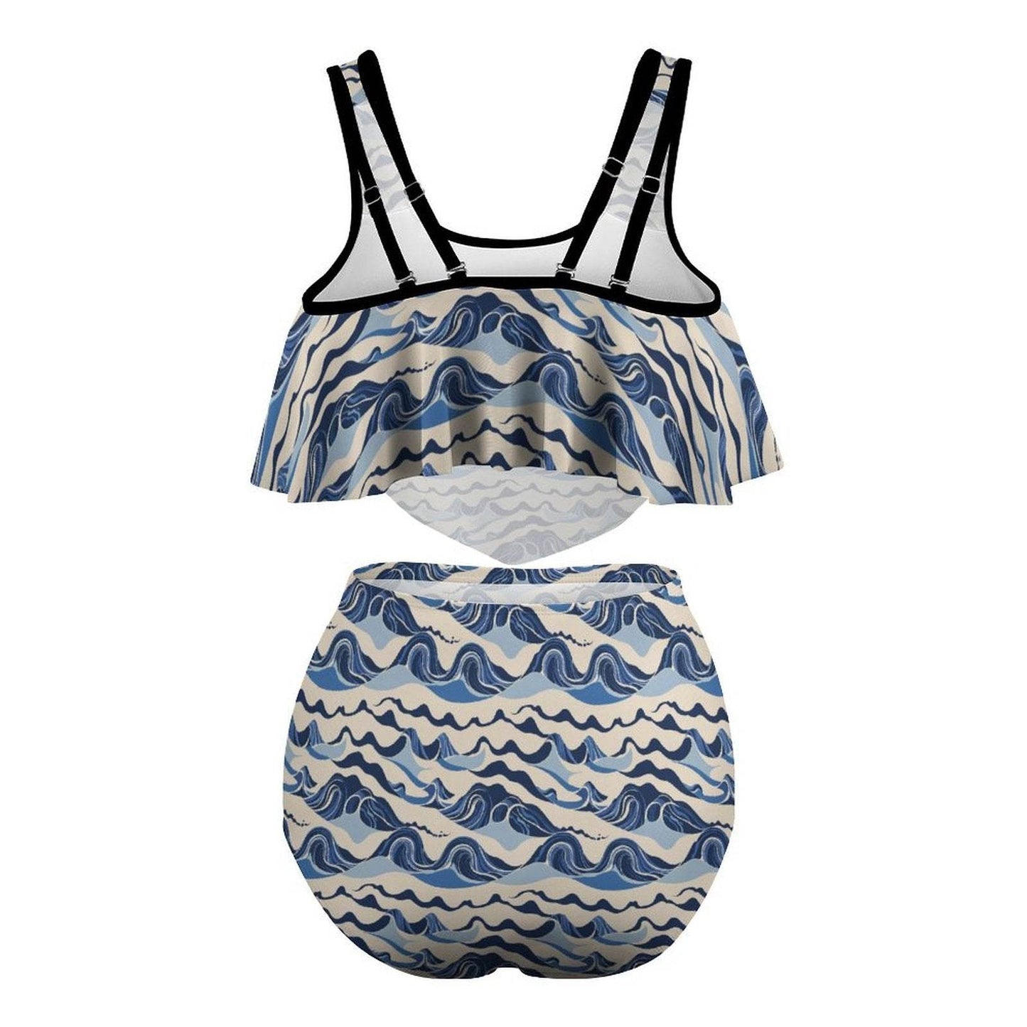 Plus Size Women's Abstract Wave Two-piece Swimsuit - DeRose Seasonal