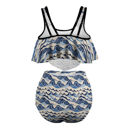 Plus Size Women's Abstract Wave Two-piece Swimsuit - DeRose Seasonal
