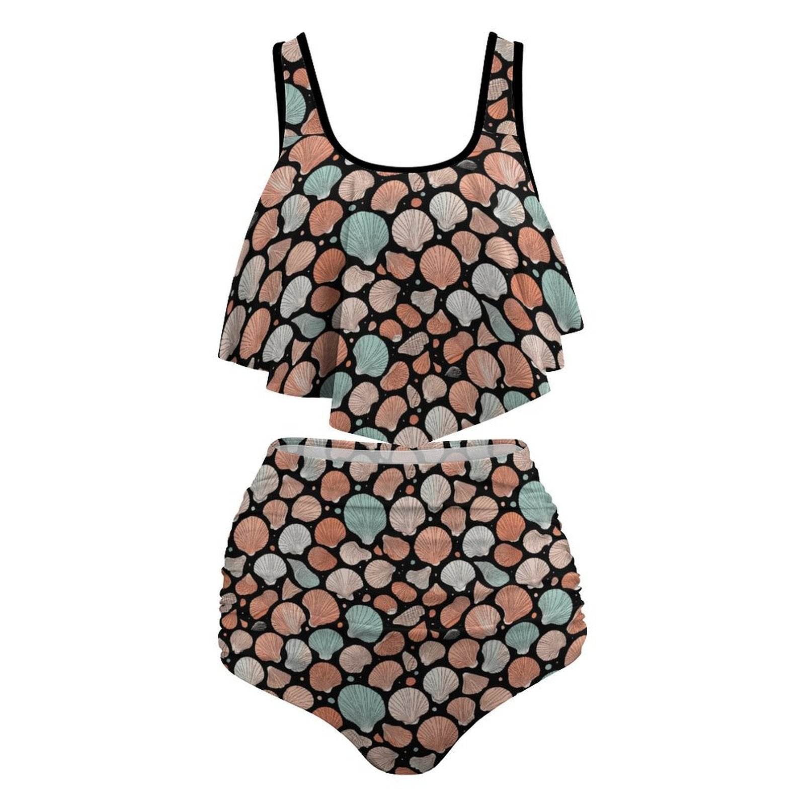 Plus Size Women's Big Shells and Stars Two-piece Swimsuit - DeRose Seasonal