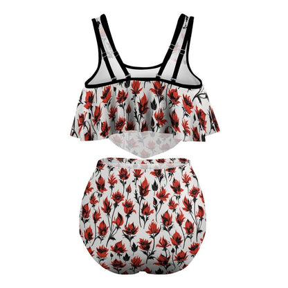Plus Size Floral Fire Two-piece Swimsuit - DeRose Seasonal