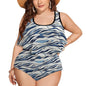 Plus Size Women's Ocean Lines Two-piece Swimsuit - DeRose Seasonal