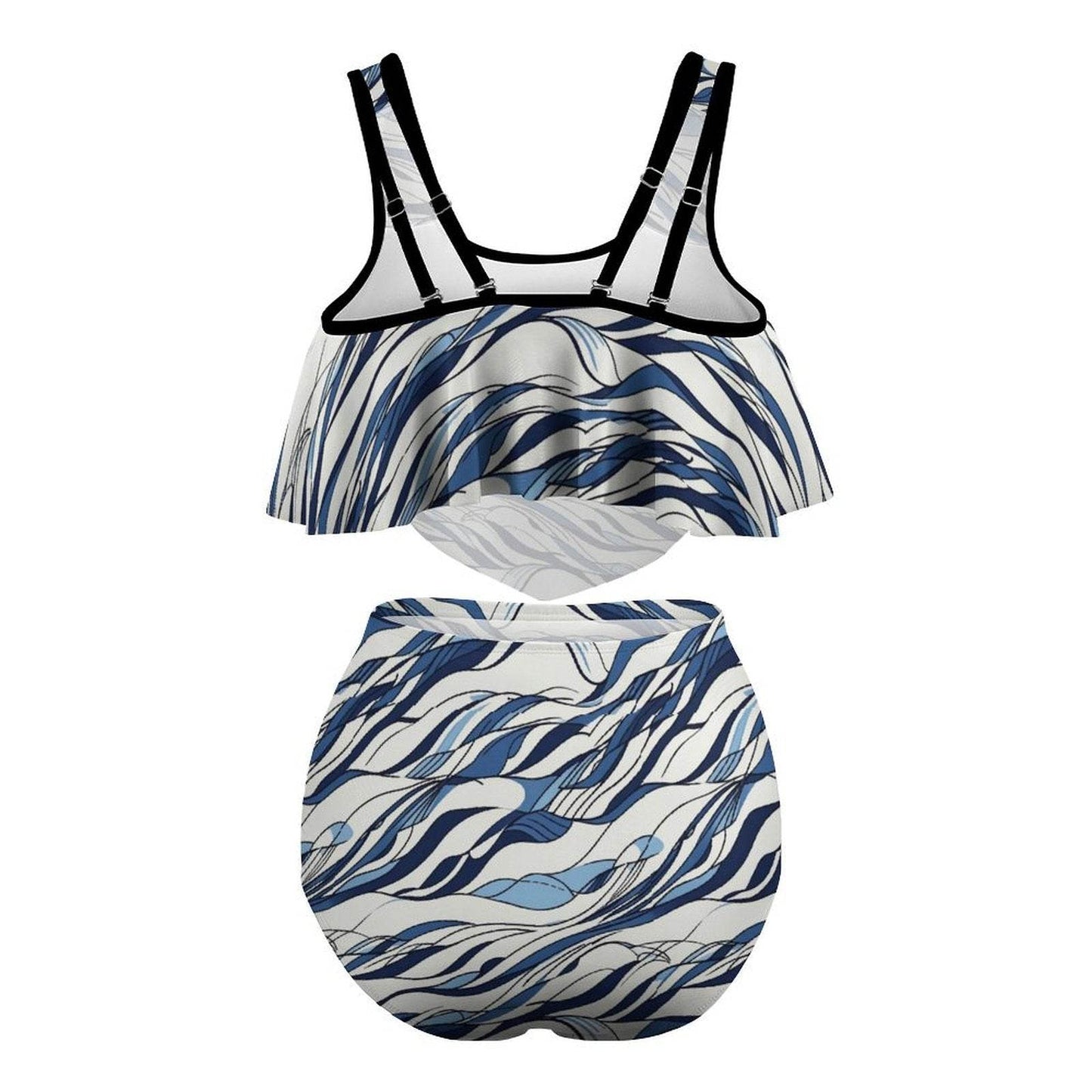Plus Size Women's Ocean Lines Two-piece Swimsuit - DeRose Seasonal