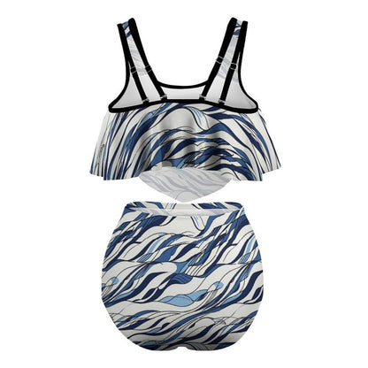 Plus Size Women's Ocean Lines Two-piece Swimsuit - DeRose Seasonal