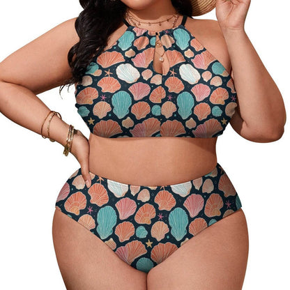 Plus Size Big Shells and Stars Two-piece Swimsuit - DeRose Seasonal