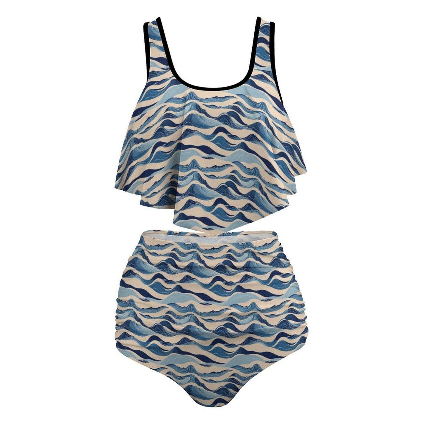 Plus Size Women's Blue Waves Two-piece Swimsuit - DeRose Seasonal