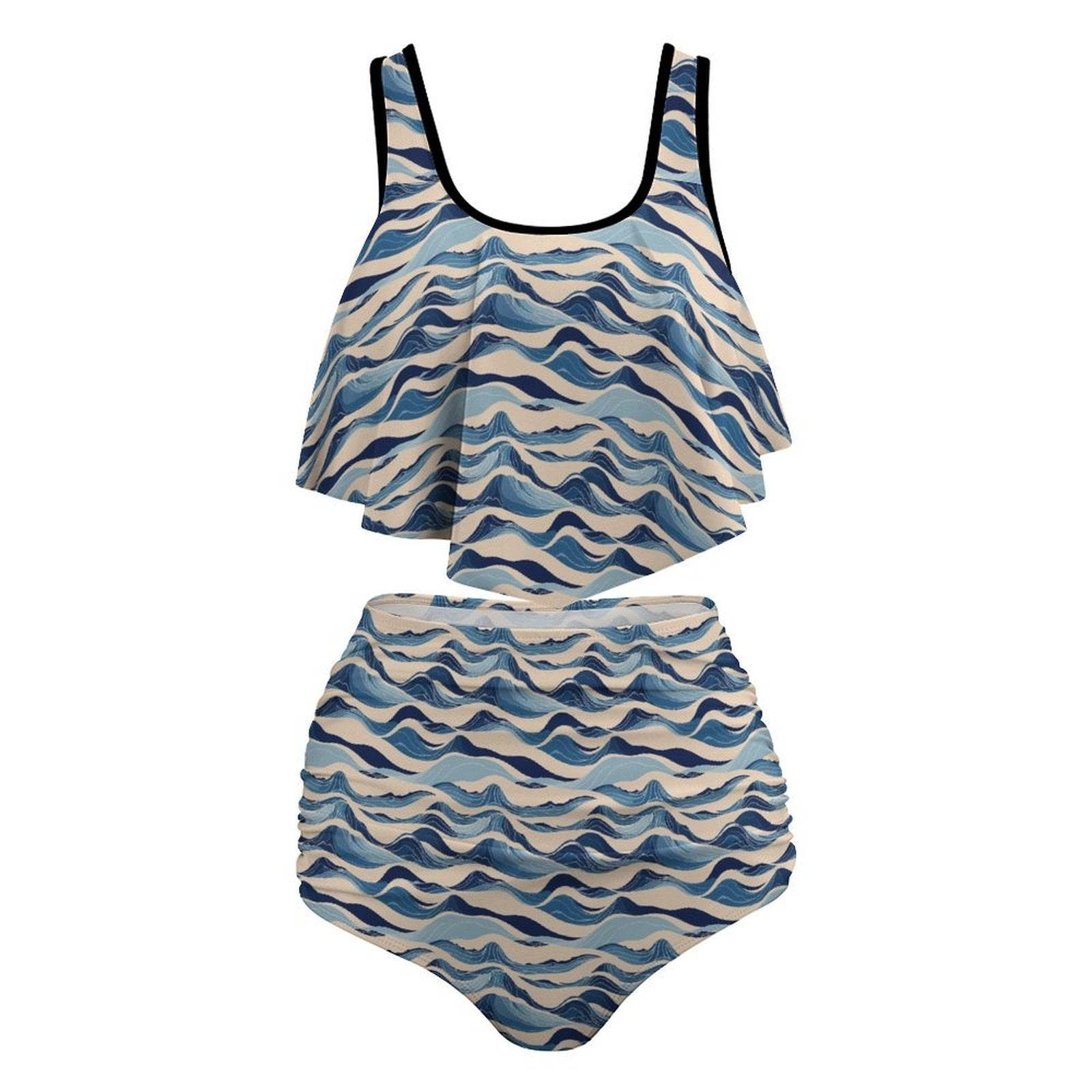 Plus Size Women's Blue Waves Two-piece Swimsuit - DeRose Seasonal