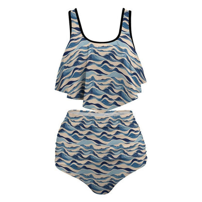 Plus Size Women's Blue Waves Two-piece Swimsuit - DeRose Seasonal