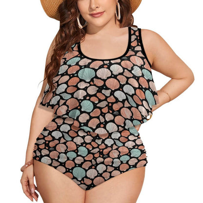 Plus Size Women's Big Shells and Stars Two-piece Swimsuit - DeRose Seasonal