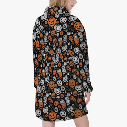 Jack-O-Lanterns Women's Loose-fitting Bathrobe - DeRose Seasonal