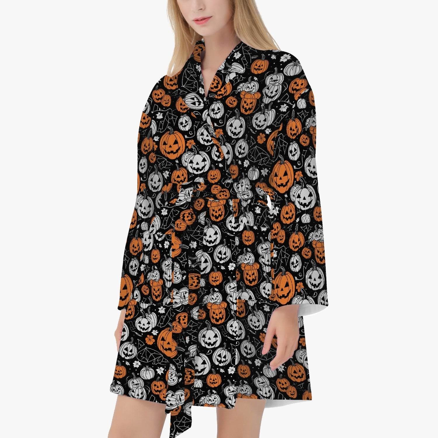 Jack-O-Lanterns Women's Loose-fitting Bathrobe - DeRose Seasonal