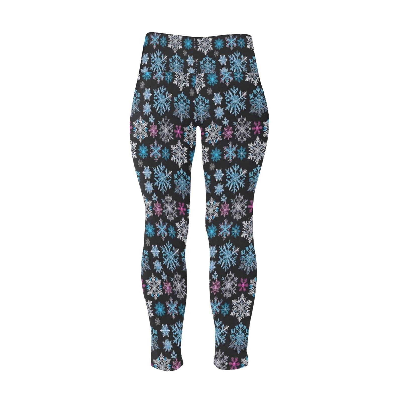party Snowflake Women's Plus Size High Waited Leggings Women's High Waist Leggings(Plus Size)(ModelL45) - DeRose Seasonal