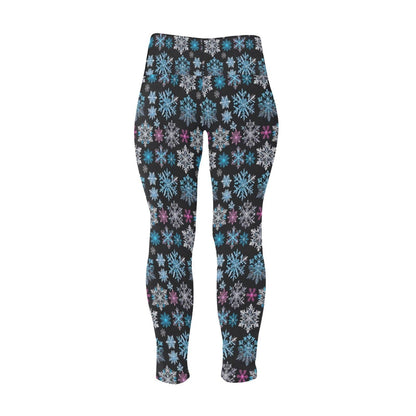 party Snowflake Women's Plus Size High Waited Leggings Women's High Waist Leggings(Plus Size)(ModelL45) - DeRose Seasonal