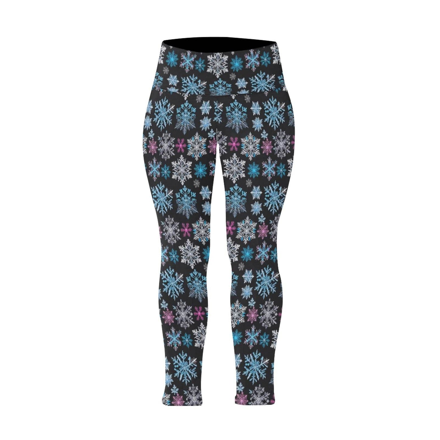 party Snowflake Women's Plus Size High Waited Leggings Women's High Waist Leggings(Plus Size)(ModelL45) - DeRose Seasonal