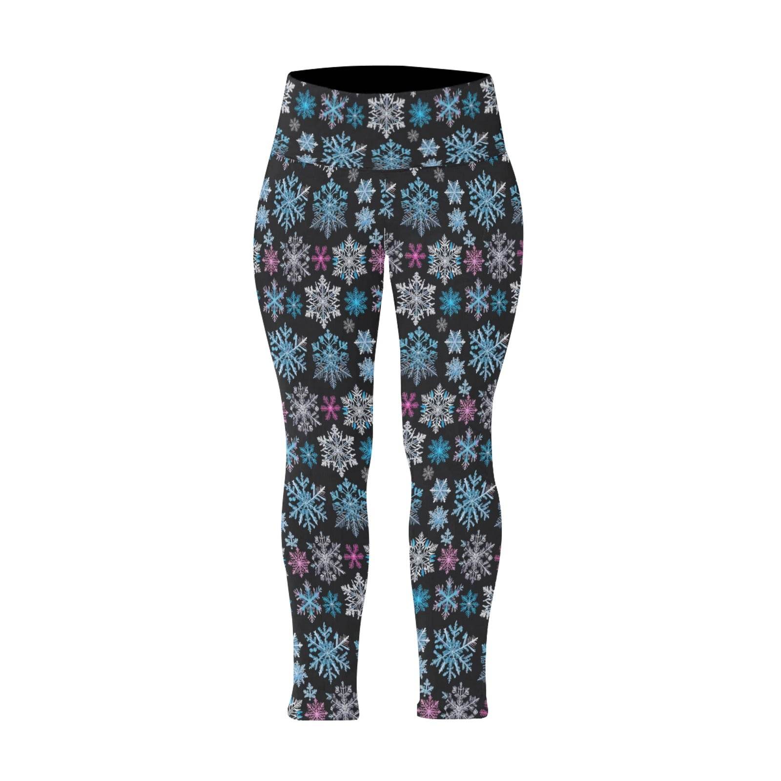 party Snowflake Women's Plus Size High Waited Leggings Women's High Waist Leggings(Plus Size)(ModelL45) - DeRose Seasonal