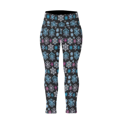 party Snowflake Women's Plus Size High Waited Leggings Women's High Waist Leggings(Plus Size)(ModelL45) - DeRose Seasonal
